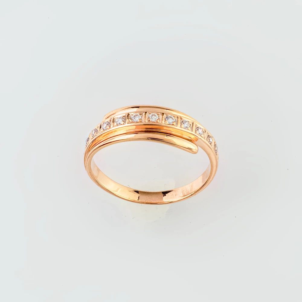 Кольцо с фианитом из красного золота 585 пробы 1