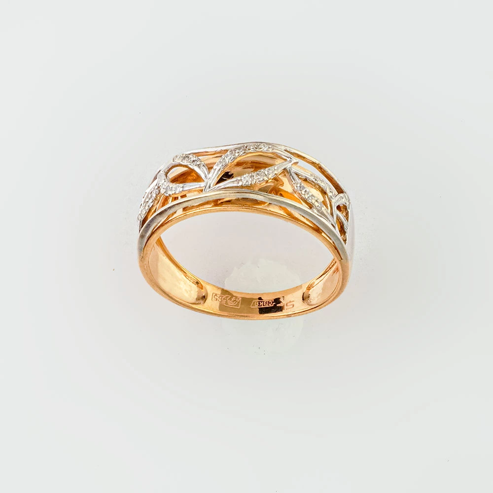 Кольцо с бриллиантом из красного золота 585 пробы