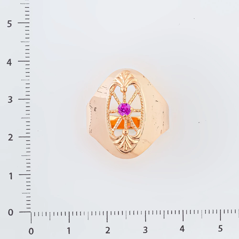 Кольцо с фианитом из красного золота 585 пробы