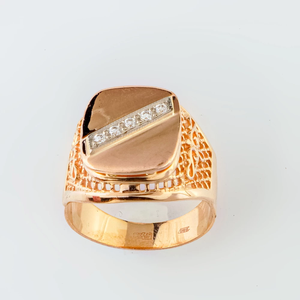 Кольцо с фианитом из красного золота 585 пробы 1