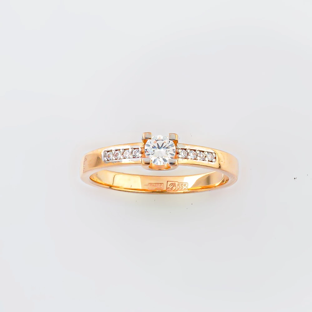 Кольцо с фианитом из красного золота 585 пробы Кольцо с фианитом из красного золота 585 пробы