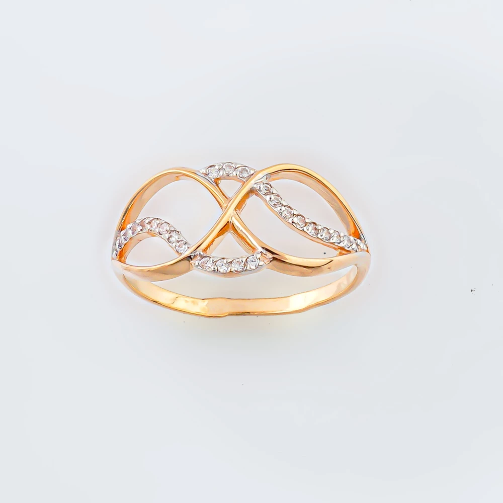 Кольцо с фианитом из красного золота 585 пробы Кольцо с фианитом из красного золота 585 пробы