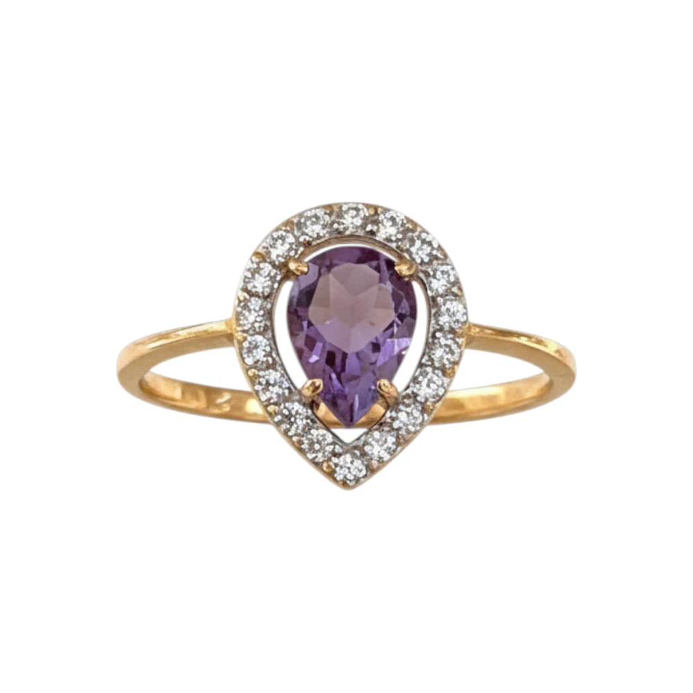 Кольцо с аметистом из красного золота 585 пробы Кольцо с аметистом из красного золота 585 пробы