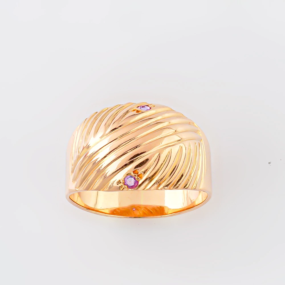 Кольцо с фианитом из красного золота 583 пробы