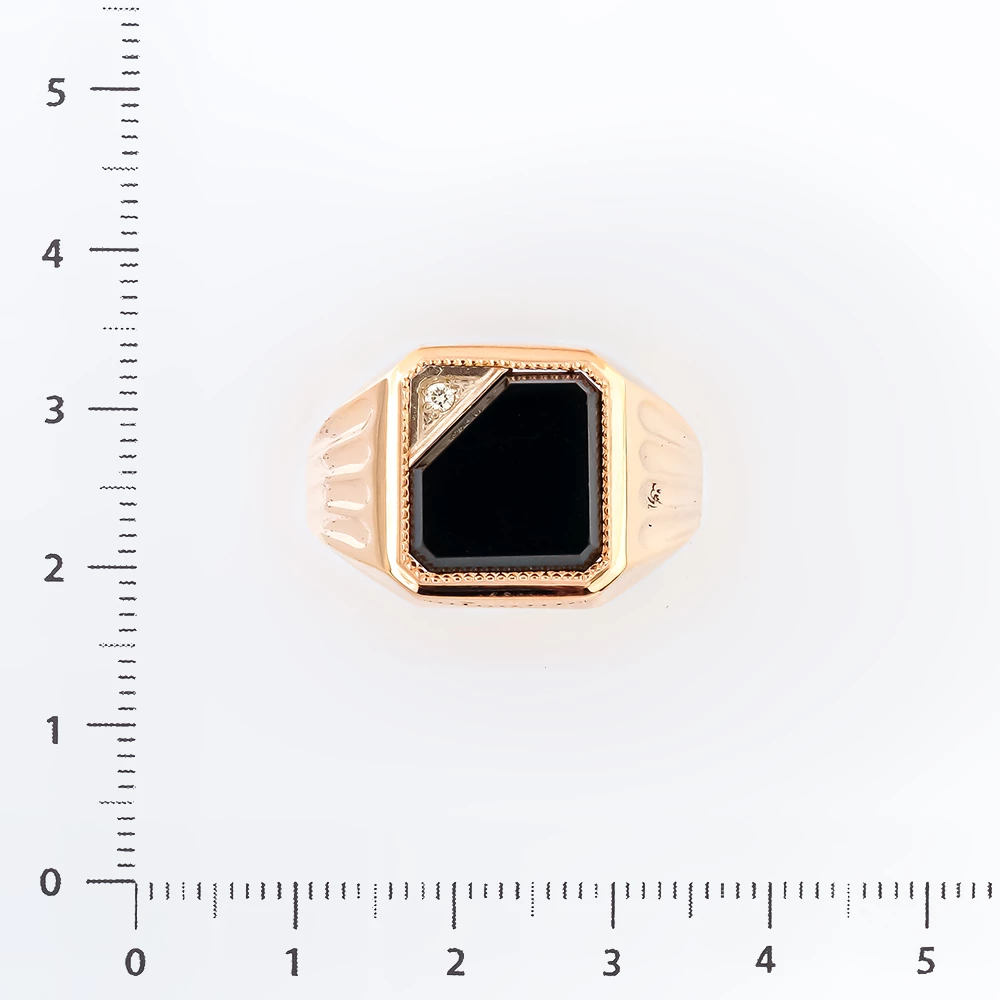 Кольцо с ониксом из красного золота 585 пробы