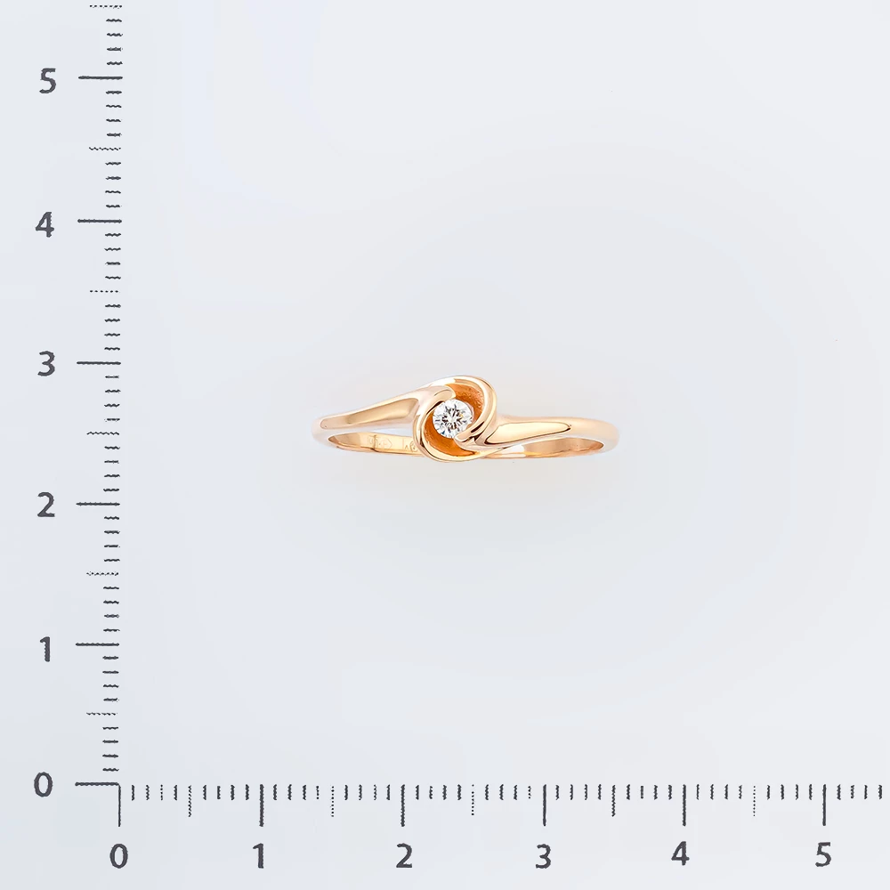 Кольцо с бриллиантом из красного золота 585 пробы