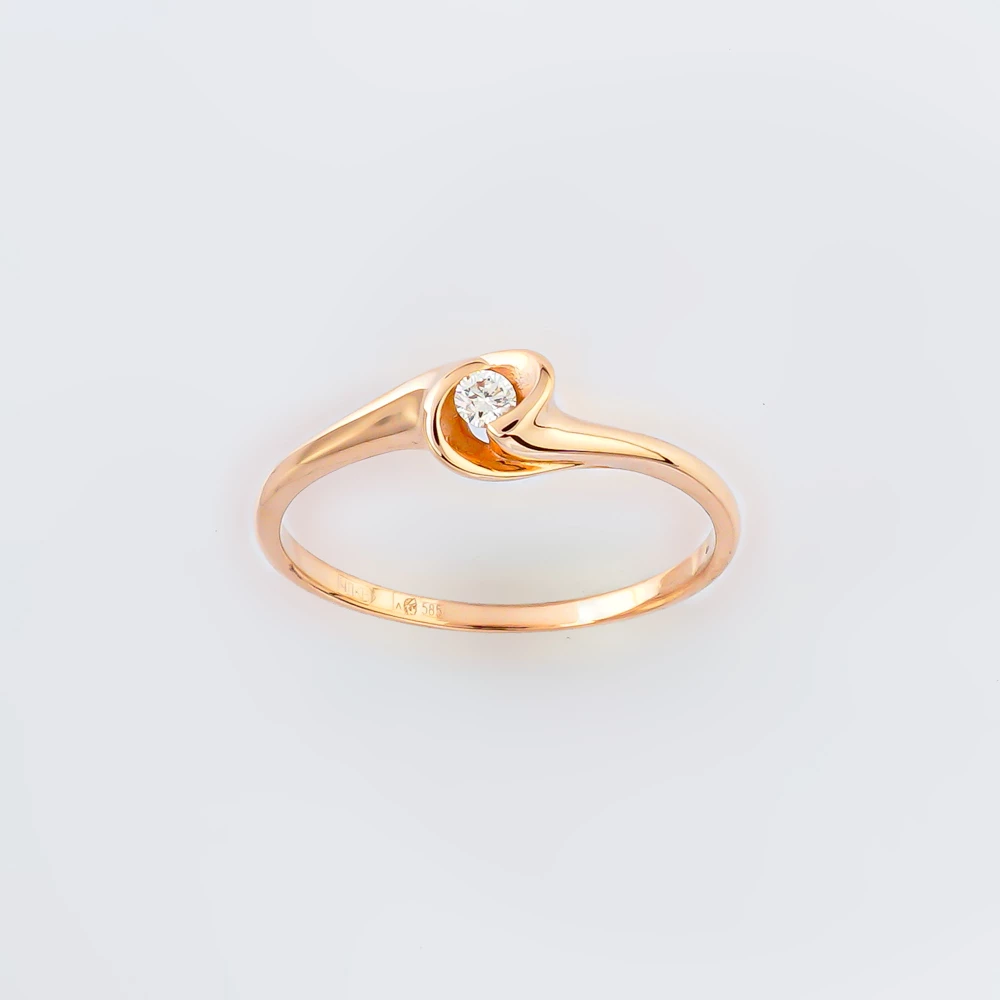 Кольцо с бриллиантом из красного золота 585 пробы