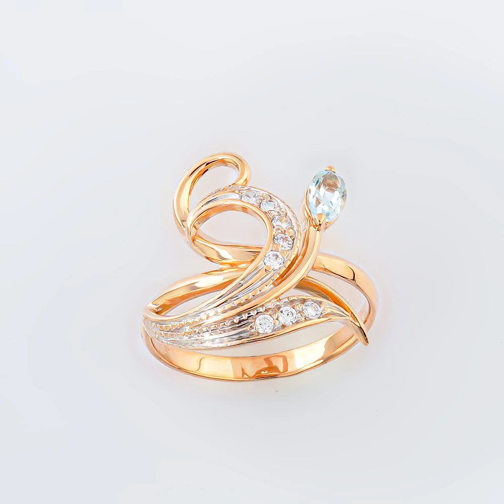 Кольцо с топазом из красного золота 585 пробы Кольцо с топазом из красного золота 585 пробы