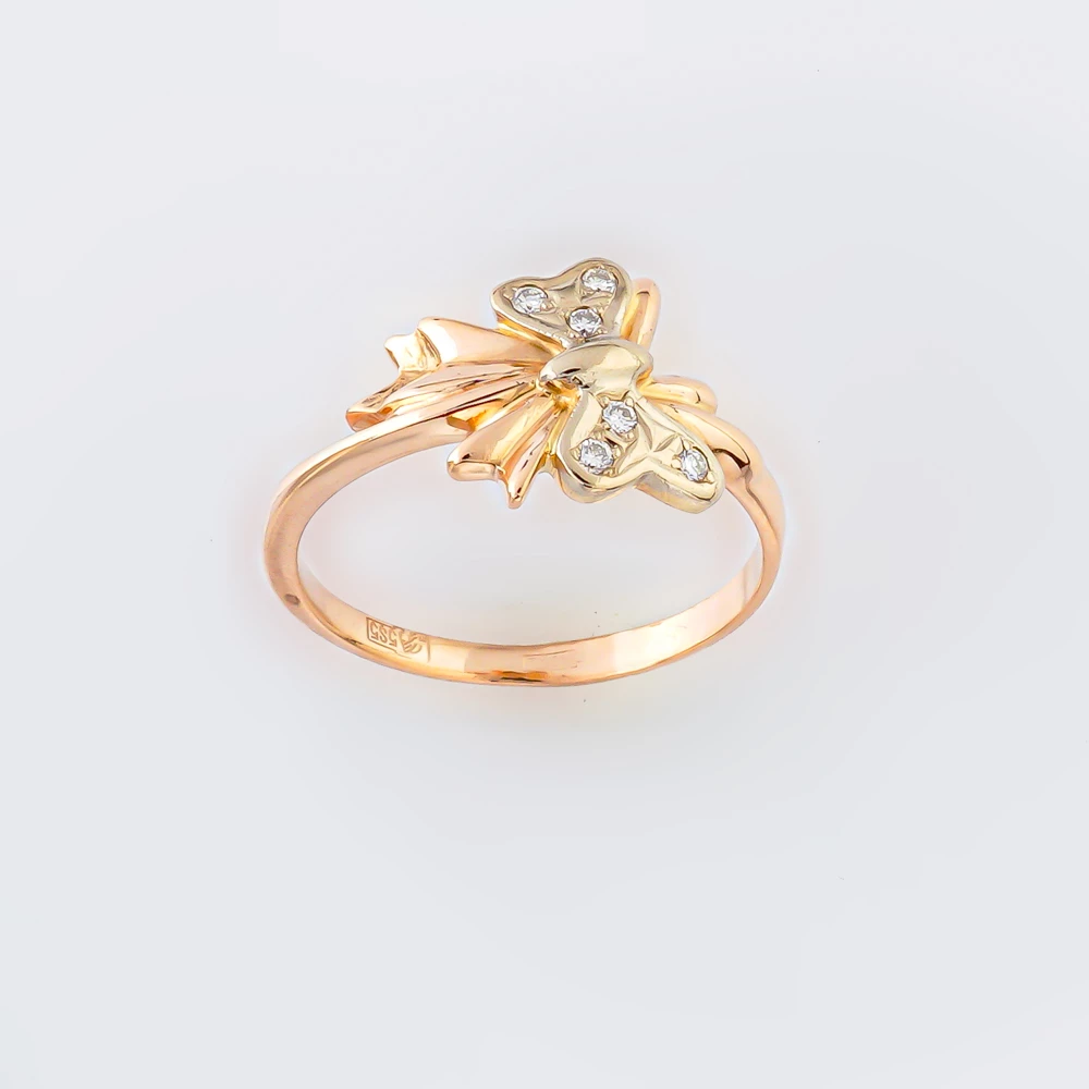 Кольцо с бриллиантом из красного золота 585 пробы