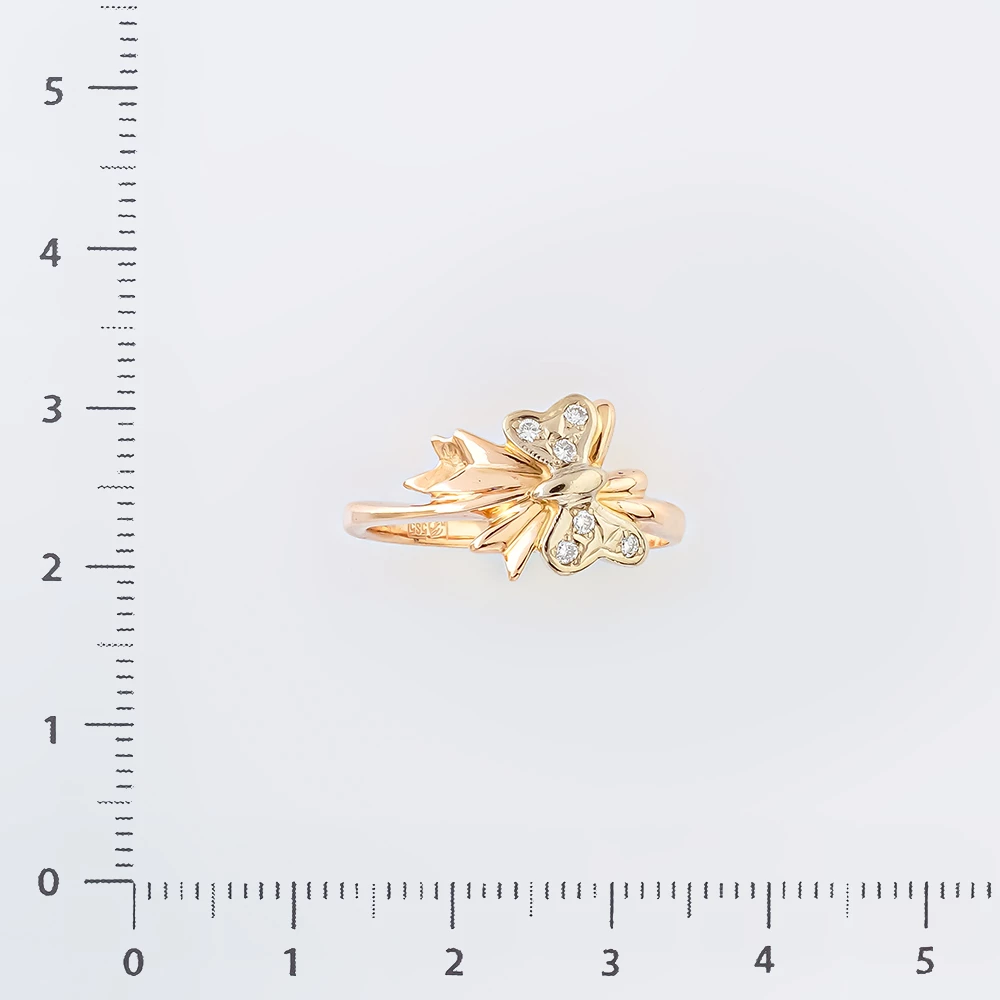 Кольцо с бриллиантом из красного золота 585 пробы