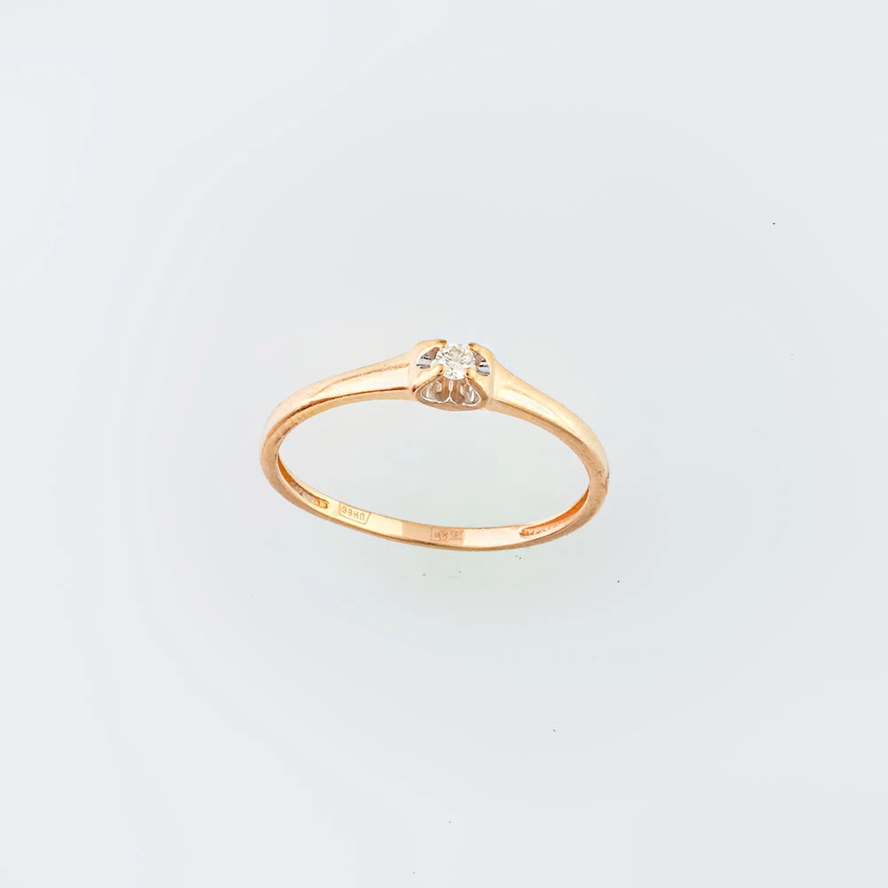 Кольцо с бриллиантом из красного золота 585 пробы