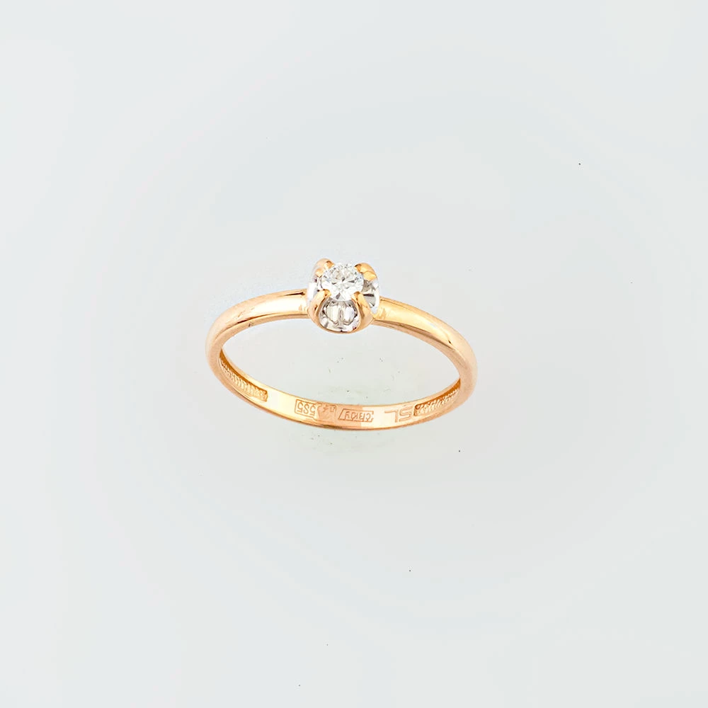 Кольцо с бриллиантом из красного золота 585 пробы