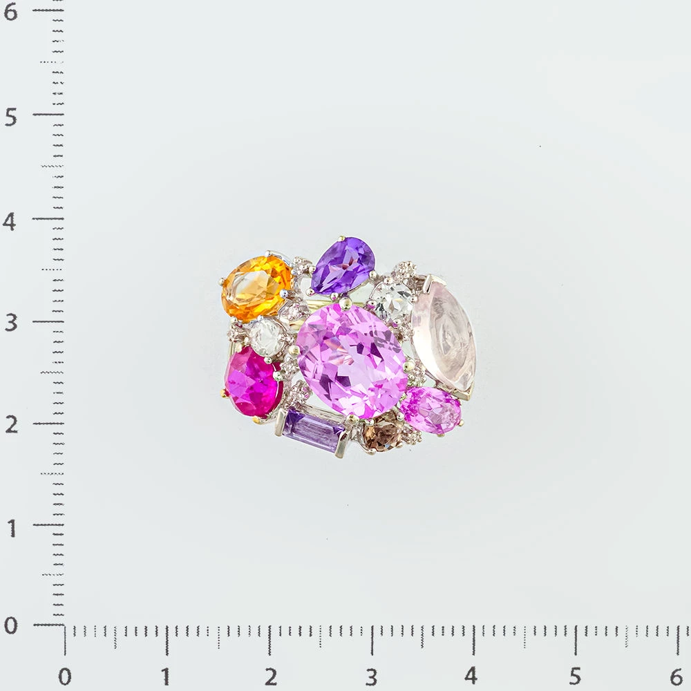 Кольцо с цитрином из белого золота 585 пробы Кольцо с цитрином из белого золота 585 пробы