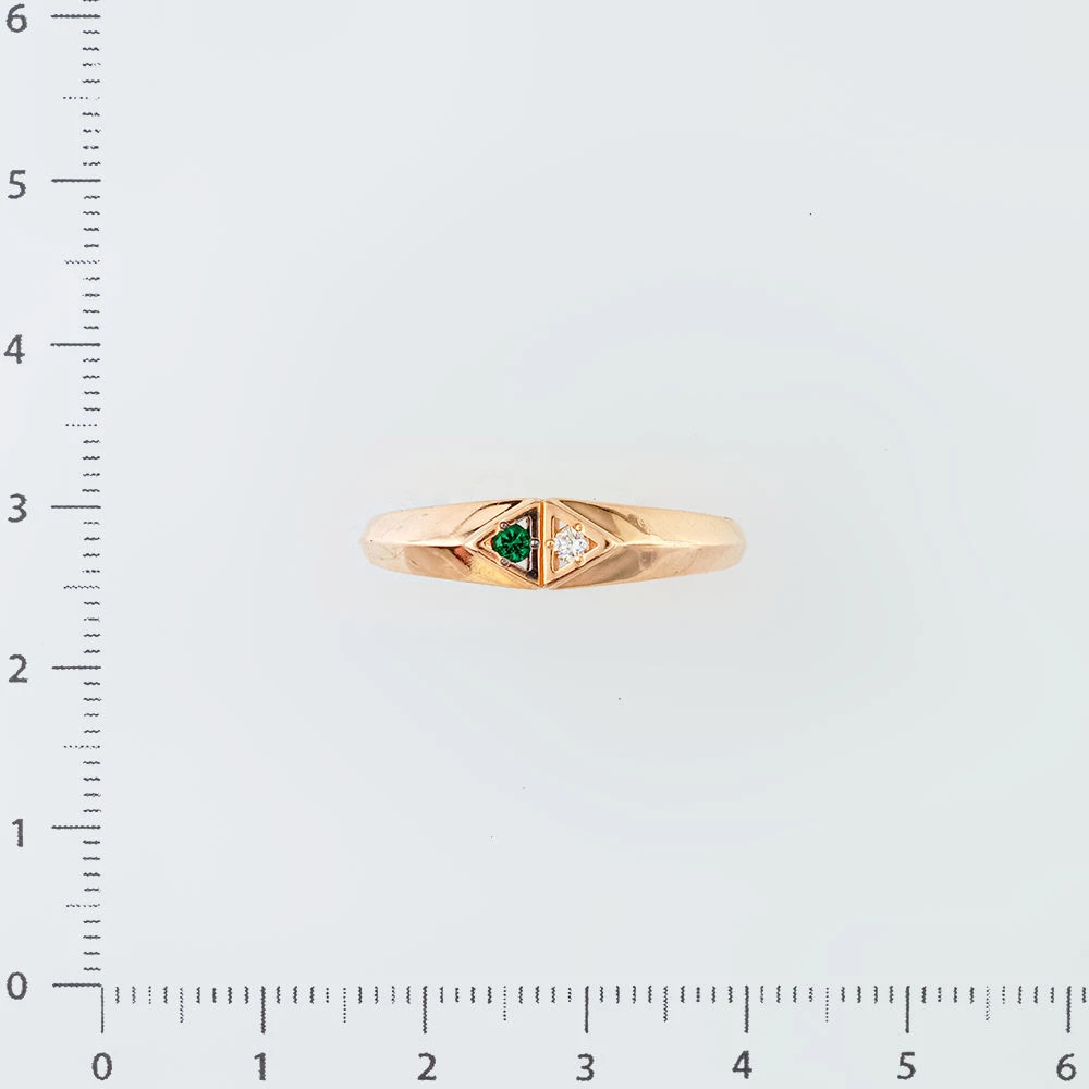 Кольцо с изумрудом синтетическим из красного золота 585 пробы