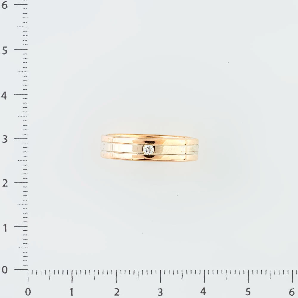 Кольцо обручальное с бриллиантом из красного золота 585 пробы