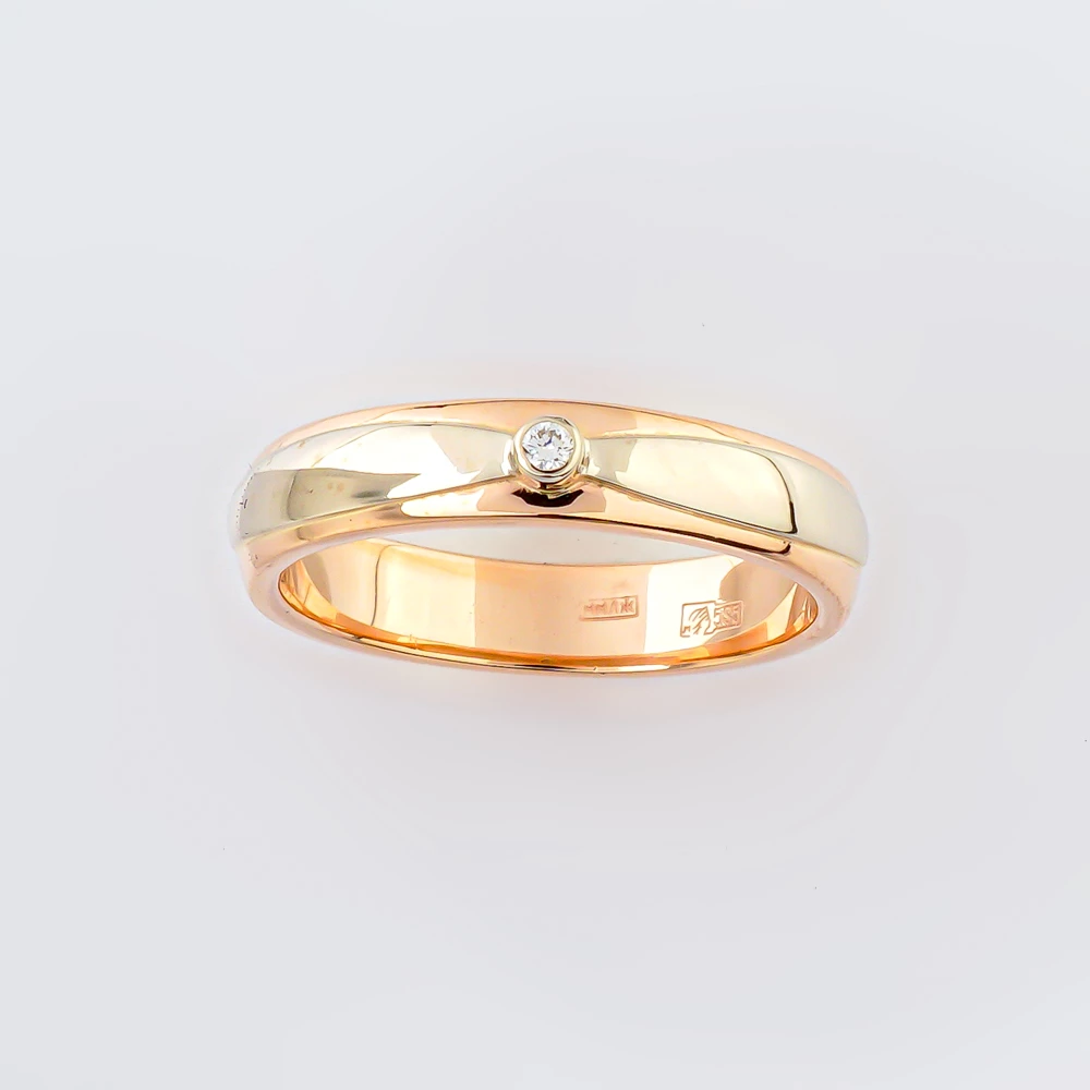 Кольцо с бриллиантом из красного золота 585 пробы