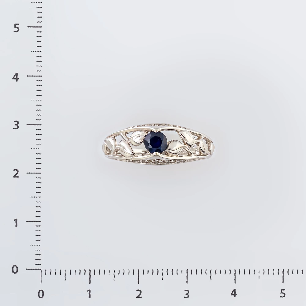 Кольцо с сапфиром синтетическим из белого золота 585 пробы