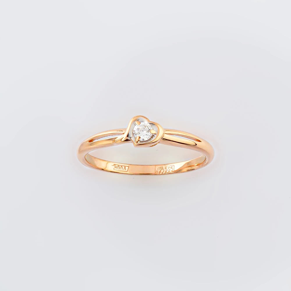 Кольцо с бриллиантом из красного золота 585 пробы