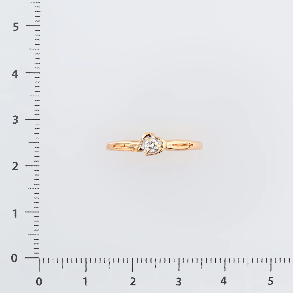 Кольцо с бриллиантом из красного золота 585 пробы