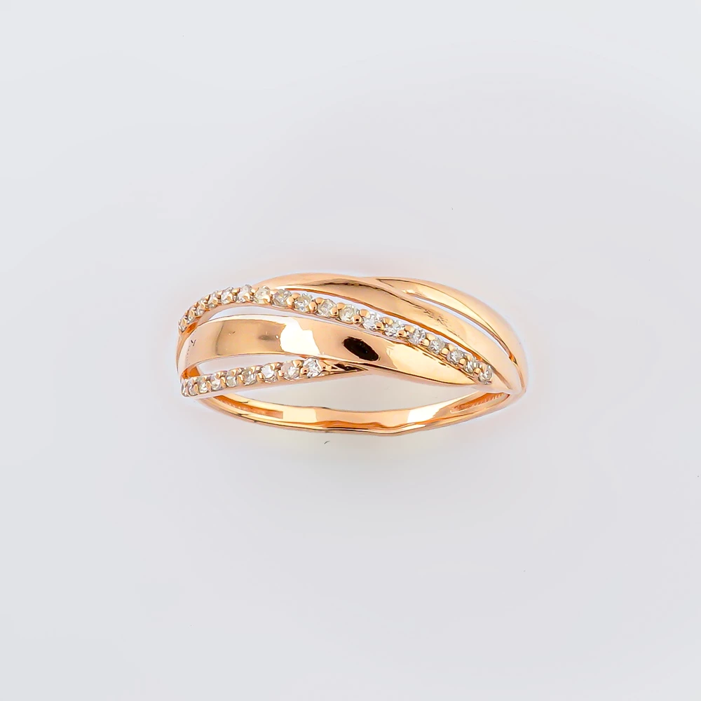 Кольцо с бриллиантом из красного золота 585 пробы