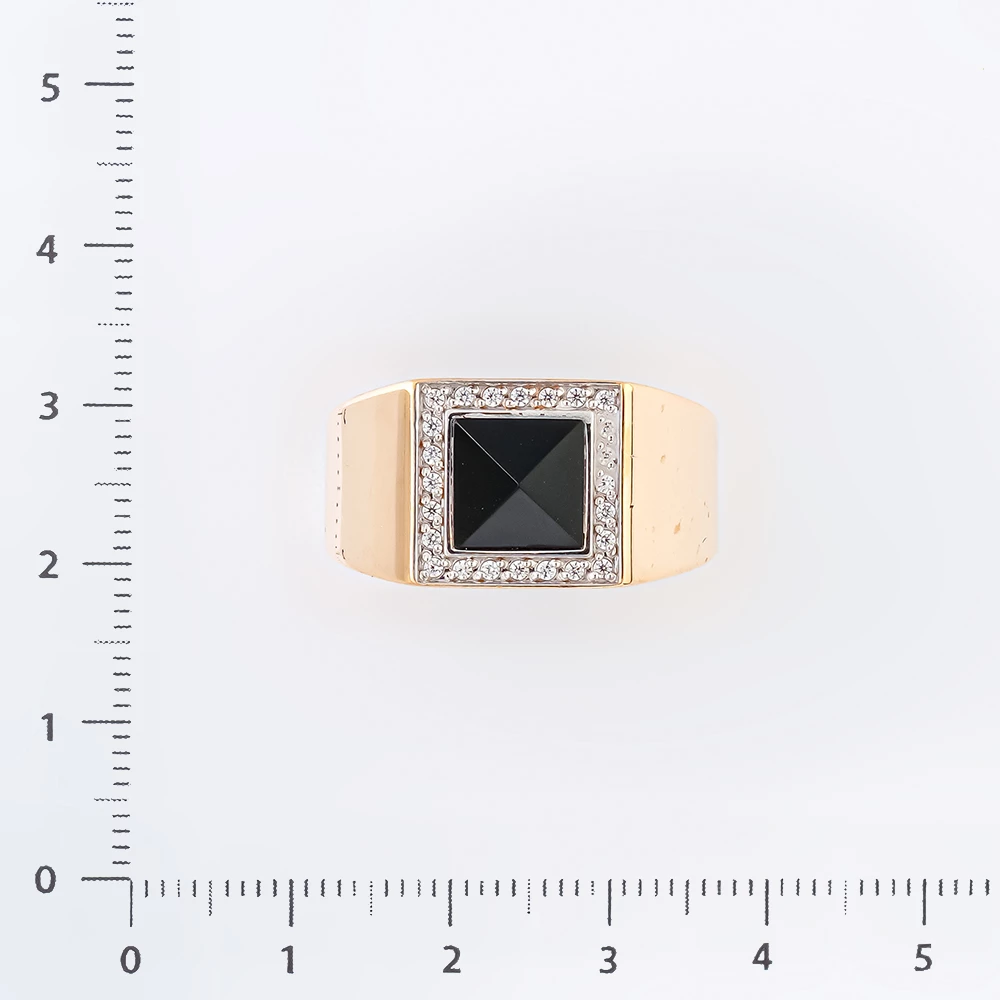 Кольцо с ониксом из красного золота 585 пробы
