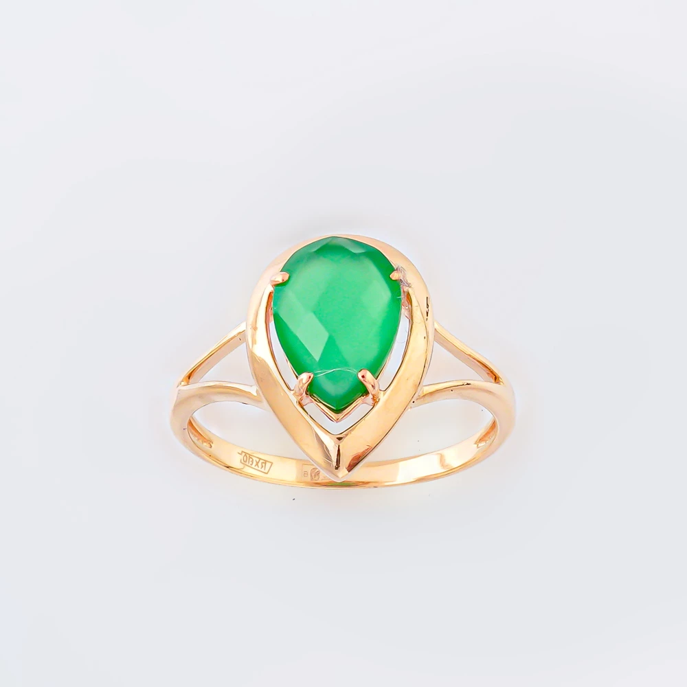 Кольцо с агатом из красного золота 585 пробы Кольцо с агатом из красного золота 585 пробы