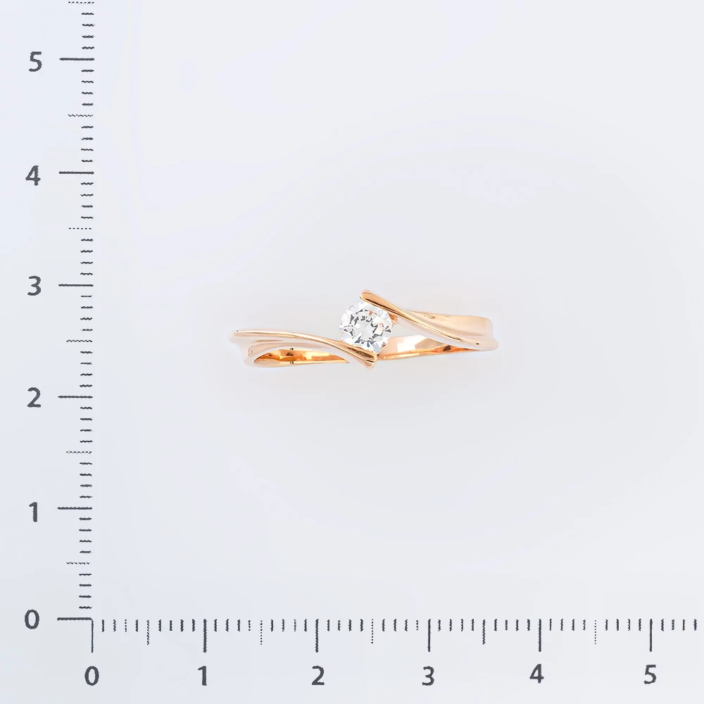 Кольцо с фианитом из красного золота 585 пробы