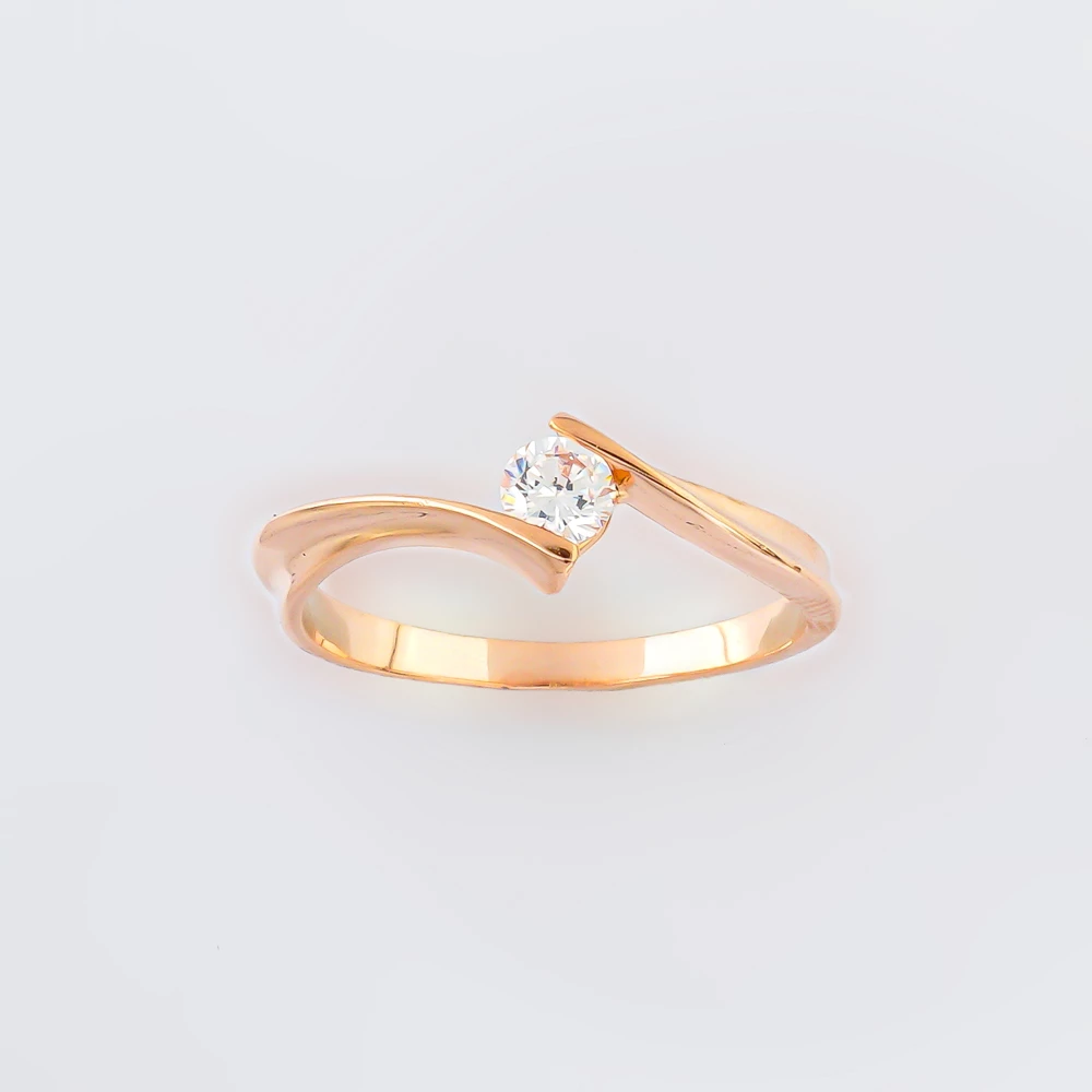 Кольцо с фианитом из красного золота 585 пробы