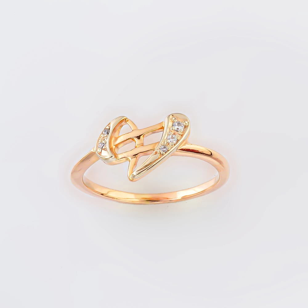 Кольцо с фианитом из красного золота 585 пробы