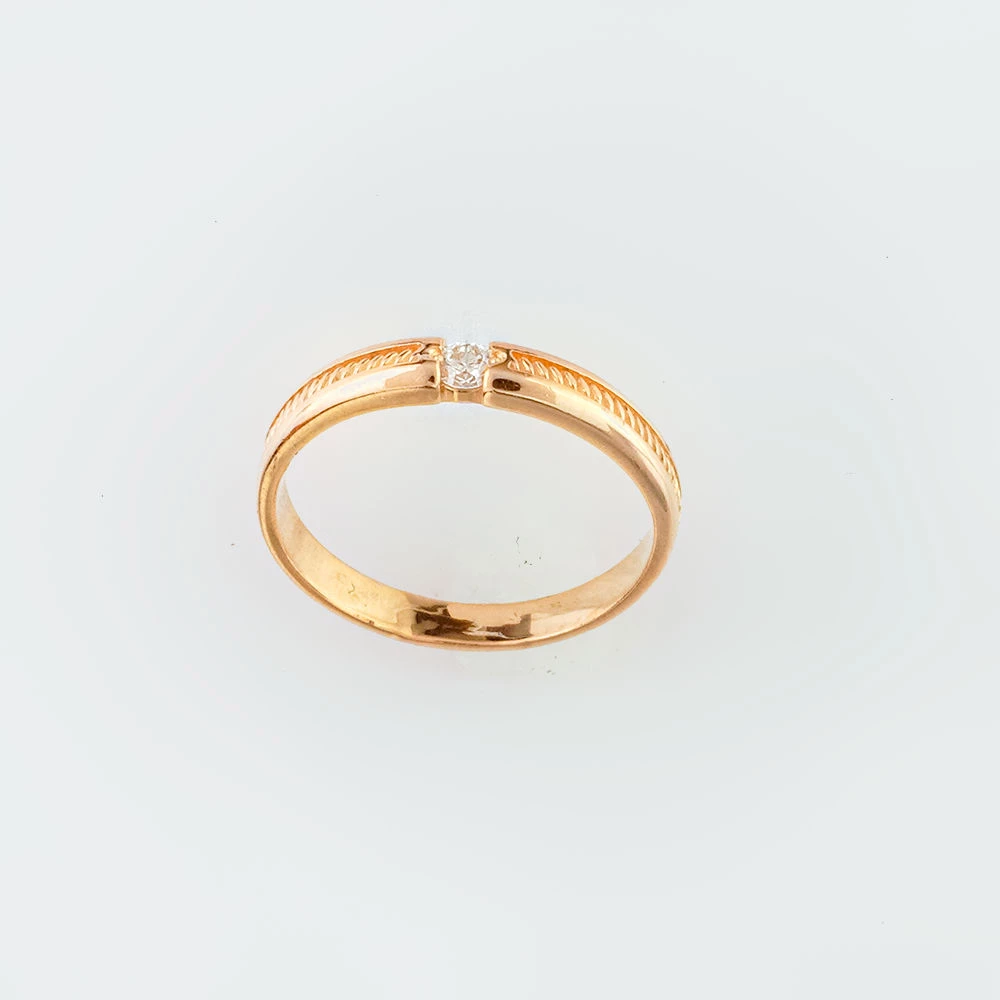 Кольцо с бриллиантом из красного золота 585 пробы