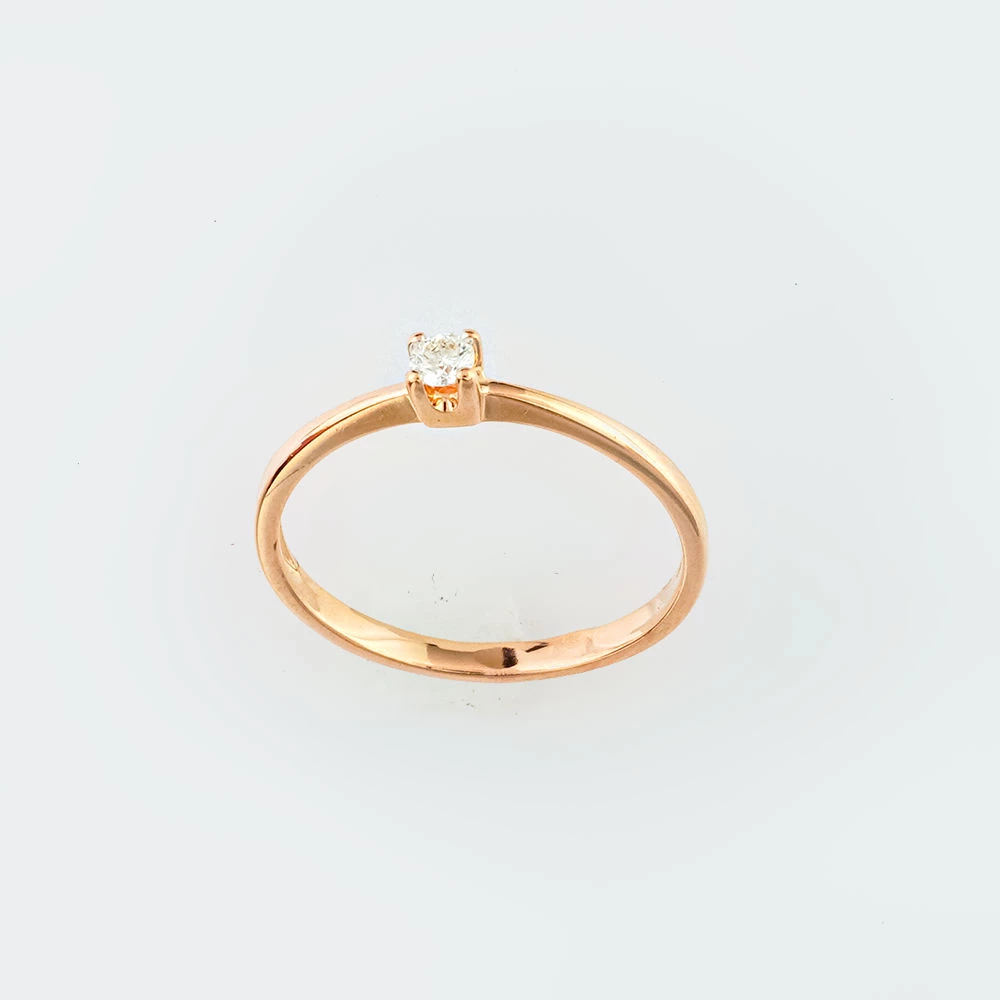 Кольцо с бриллиантом из красного золота 585 пробы