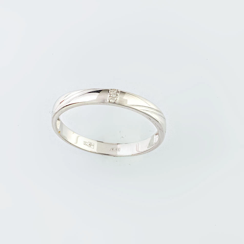 Кольцо обручальное с бриллиантом из белого золота 750 пробы