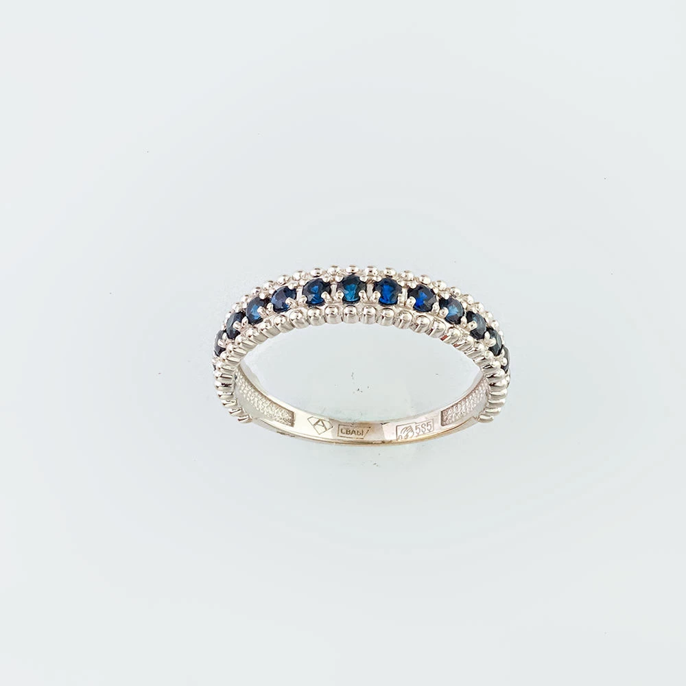 Кольцо с сапфиром из белого золота 585 пробы