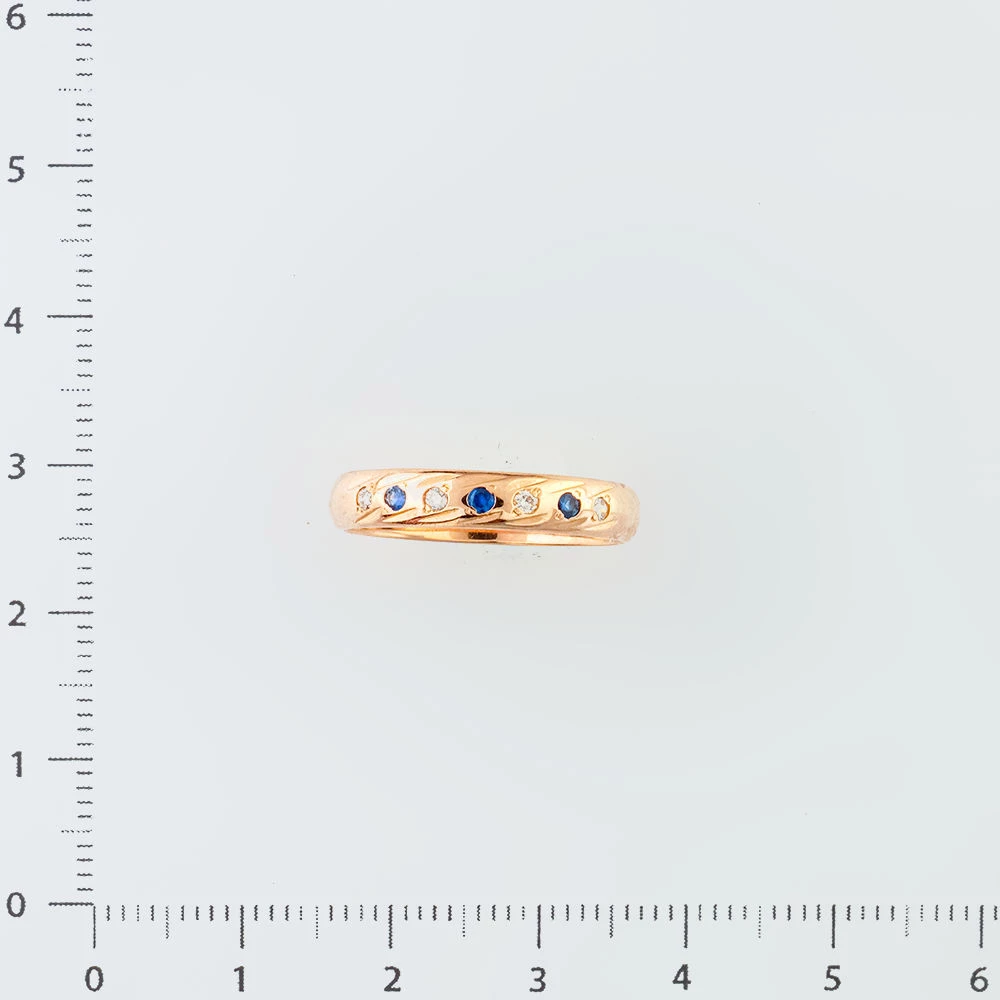 Кольцо обручальное с сапфиром из красного золота 585 пробы