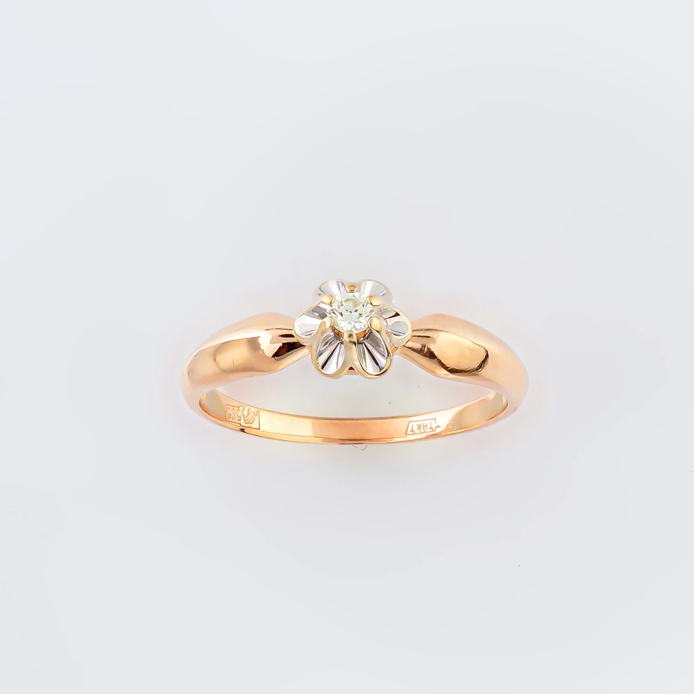 Кольцо с бриллиантом из красного золота 585 пробы