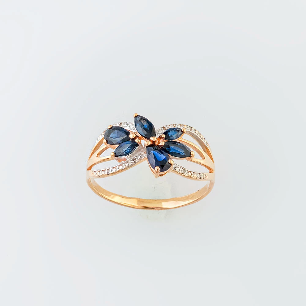 Кольцо с сапфиром из красного золота 585 пробы 1