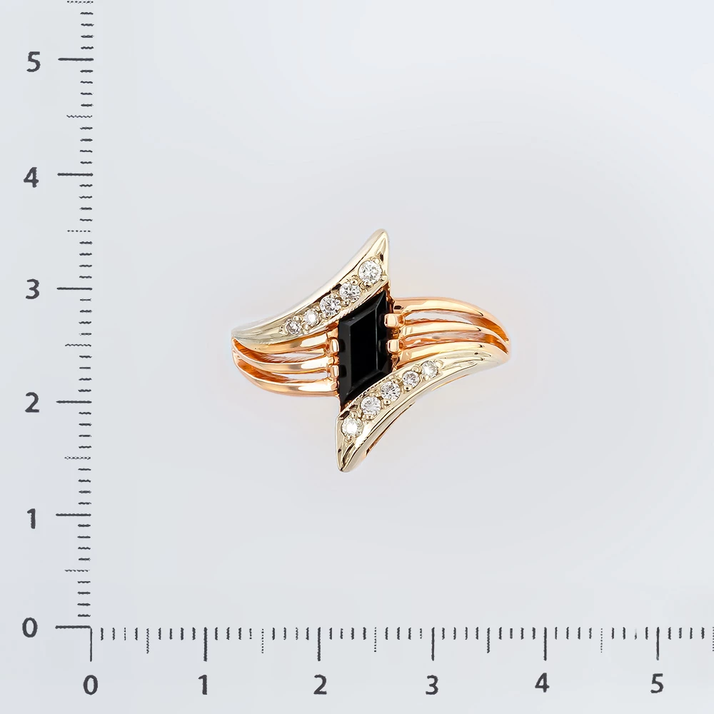 Кольцо с ониксом из красного золота 585 пробы