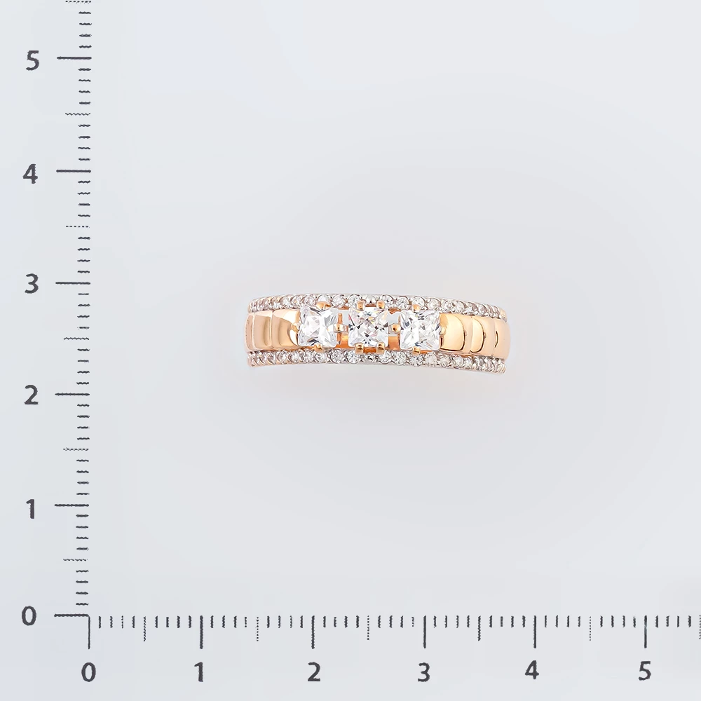 Кольцо с фианитом из красного золота 585 пробы Кольцо с фианитом из красного золота 585 пробы