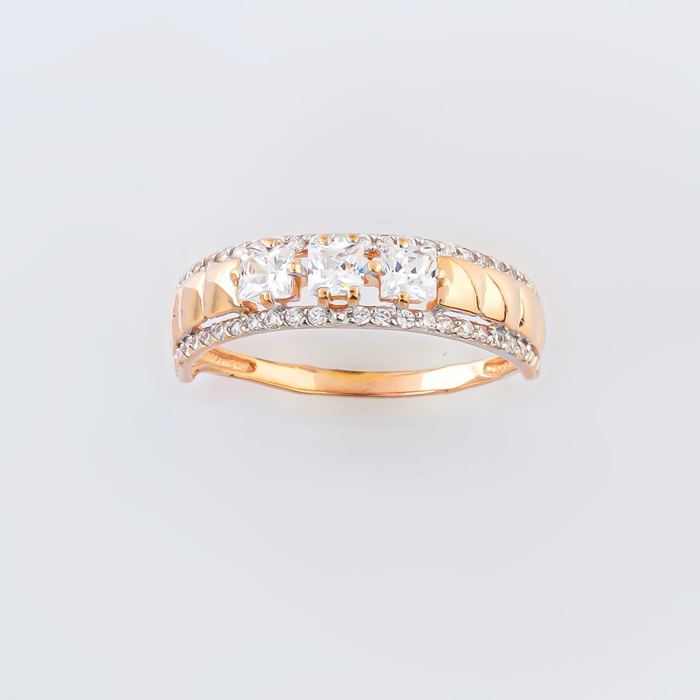 Кольцо с фианитом из красного золота 585 пробы Кольцо с фианитом из красного золота 585 пробы