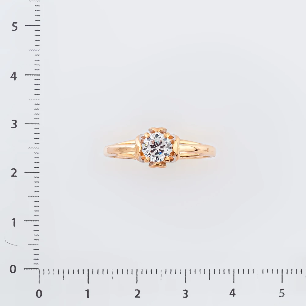 Кольцо с фианитом из красного золота 585 пробы Кольцо с фианитом из красного золота 585 пробы