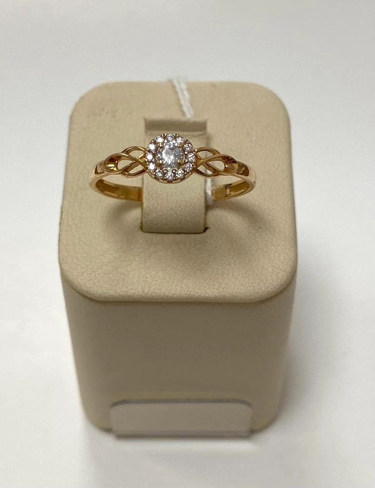 Кольцо с фианитом из красного золота 585 пробы Кольцо с фианитом из красного золота 585 пробы