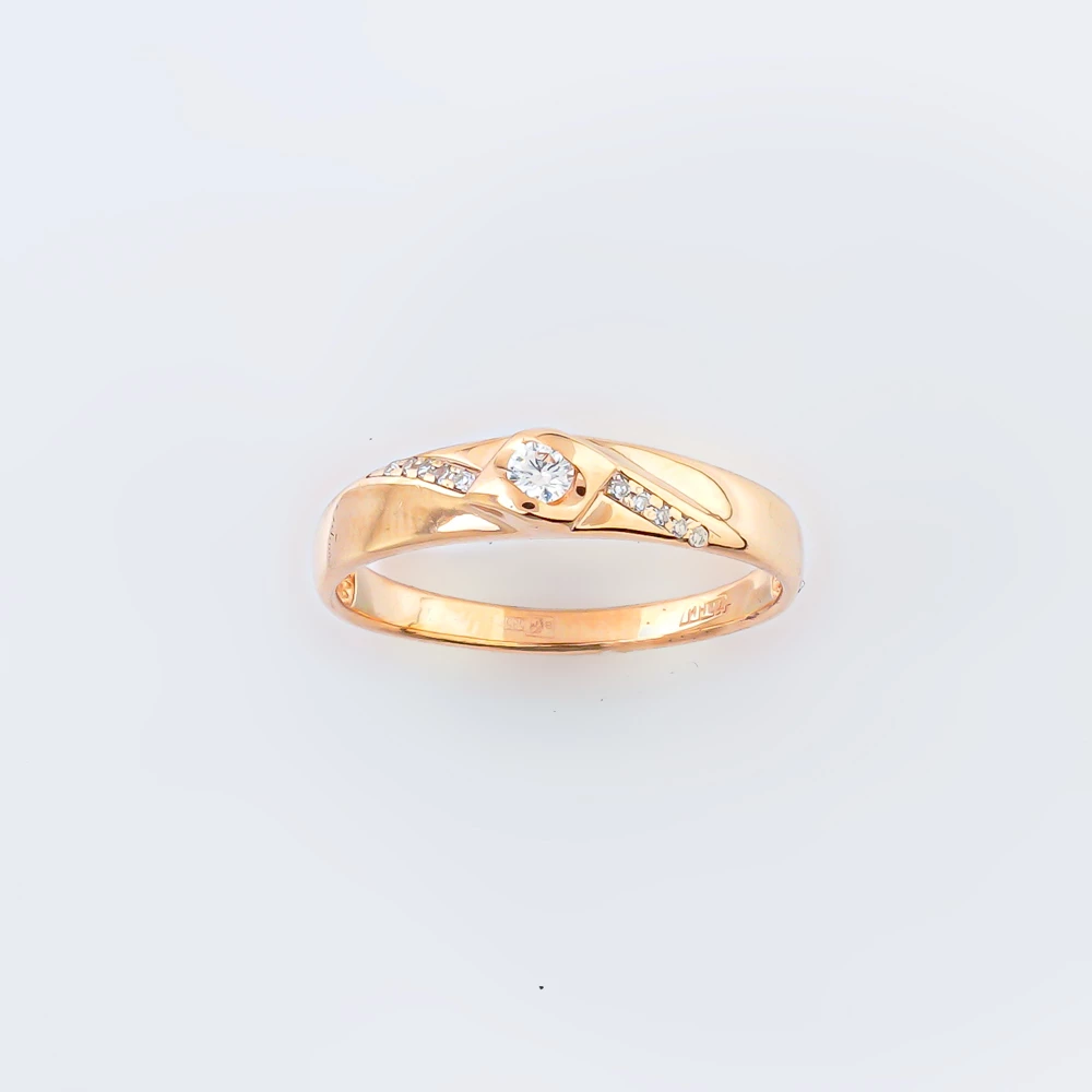 Кольцо с бриллиантом из красного золота 585 пробы