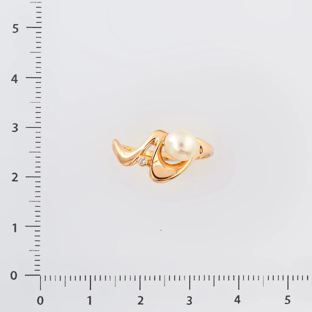 Кольцо с культивированным жемчугом из красного золота 585 пробы Кольцо с культивированным жемчугом из красного золота 585 пробы