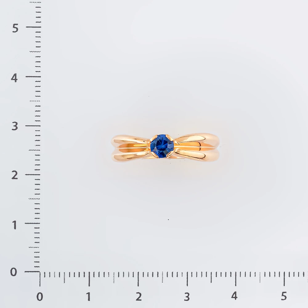 Кольцо с сапфиром синтетическим из красного золота 585 пробы