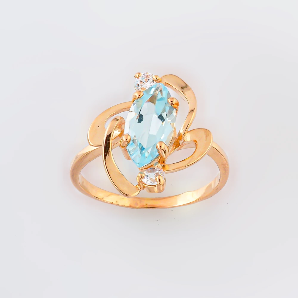 Кольцо с топазом из красного золота 585 пробы 1