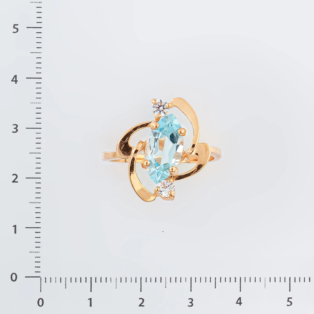 Кольцо с топазом из красного золота 585 пробы 2