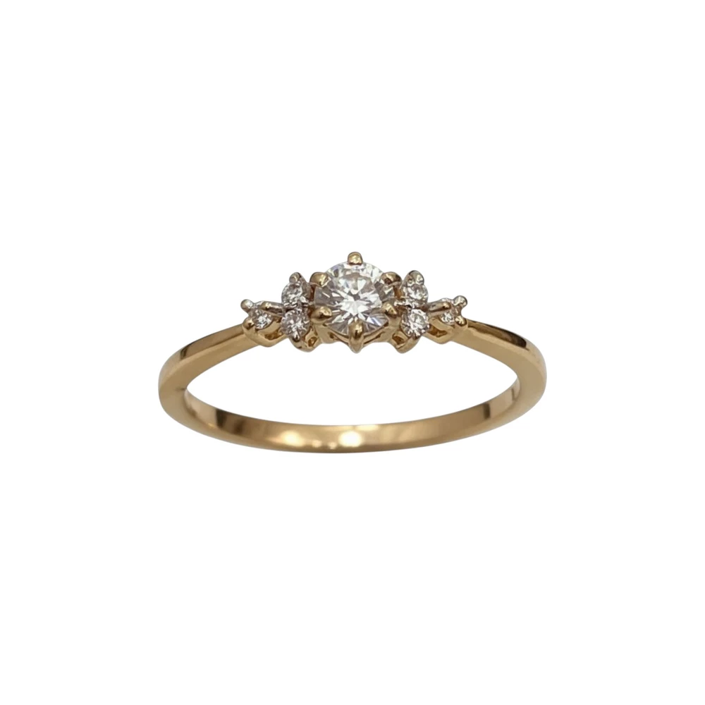 Кольцо с фианитом из красного золота 585 пробы