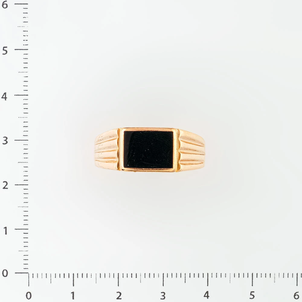 Кольцо с ониксом из красного золота 585 пробы