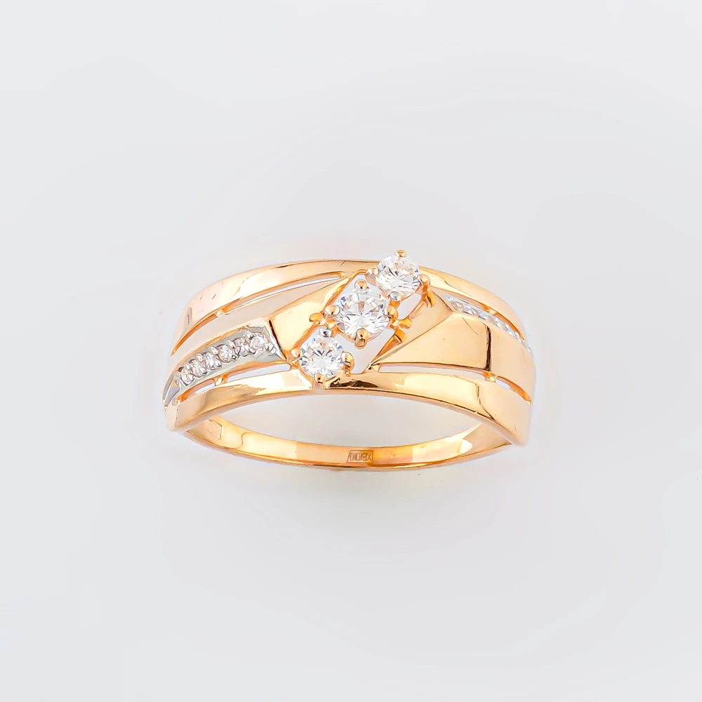 Кольцо с фианитом из красного золота 585 пробы 1