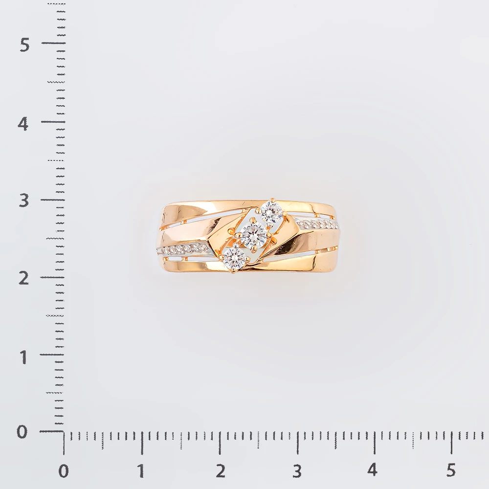 Кольцо с фианитом из красного золота 585 пробы 2